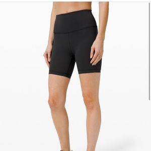 lululemon black wunder under biker shorts